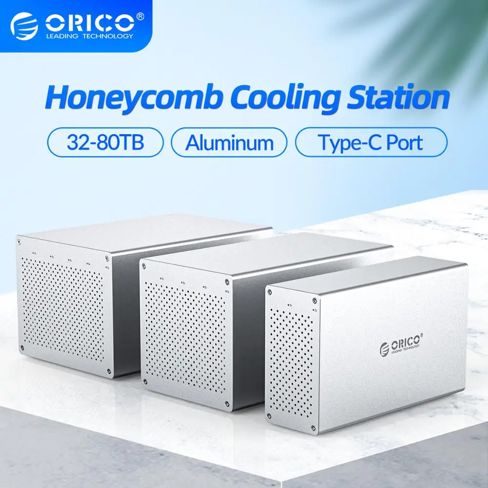 ORICO Honeycomb Cooling Multi Bay 3.5'' Type-C Aluminum HDD Docking Station HDD Enclosure With 7 Raid Mode SATA to USB C