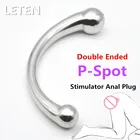 Двухсторонняя палочка из нержавеющей стали для массажа точки G, чистый металлический пенис, P-Spot Стимулятор Анальная пробка, фаллоимитатор интимные игрушки для женщин Men
