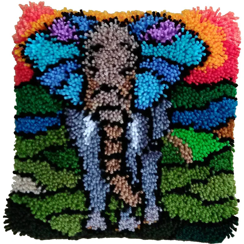 

Elephant Latch hook kit Home decoration with Pre-Printed Pattern Decorative cushions Foamiran for needlework Embroidery kit