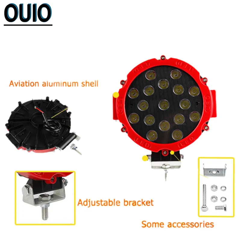 51 Вт 7 дюймов внедорожный светодиодный рабочий светильник бар пятно луча с