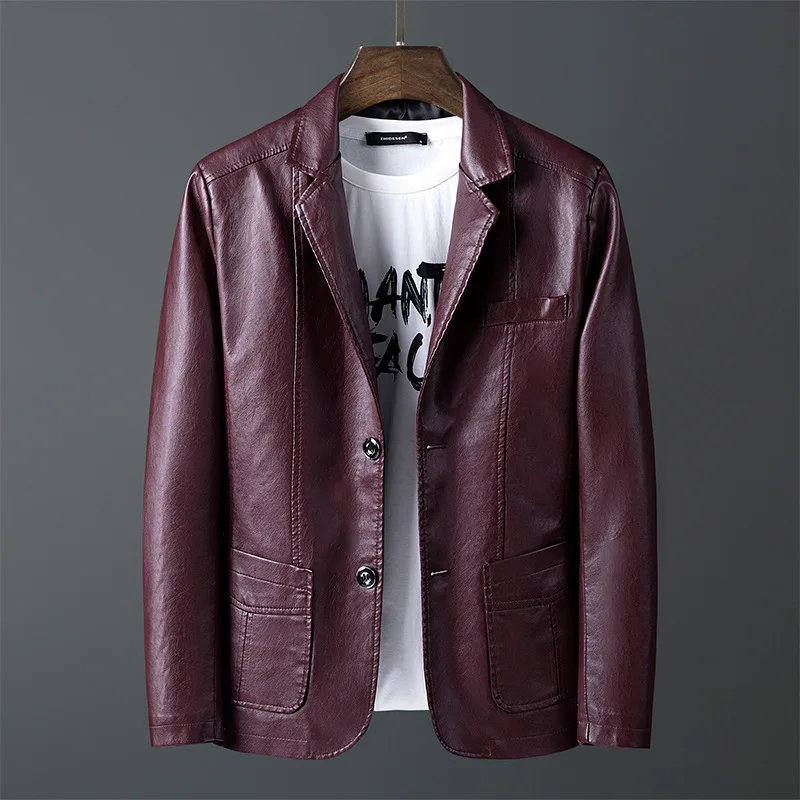 Мужской кожаный костюм куртка Осень-зима 2020 мужской повседневный Блейзер жакет