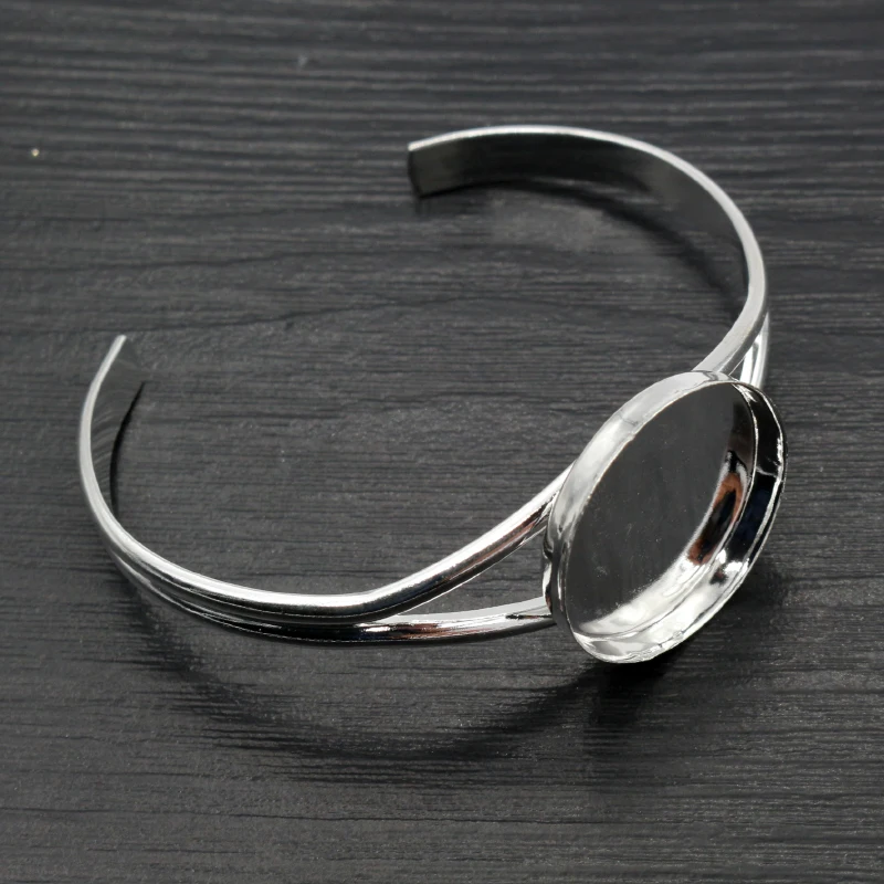 Высокое качество 25 мм посеребренный Браслет База пустые результаты лоток рамка