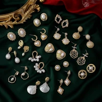 u magical temperament irregular geometric circle love heart faux pearl hollow oval sector dangle earrings for women jewelry