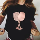 Женская футболка Camisetas, белая футболка с принтом в виде бокалов цвета розового золота, повседневная, летняя, 2020