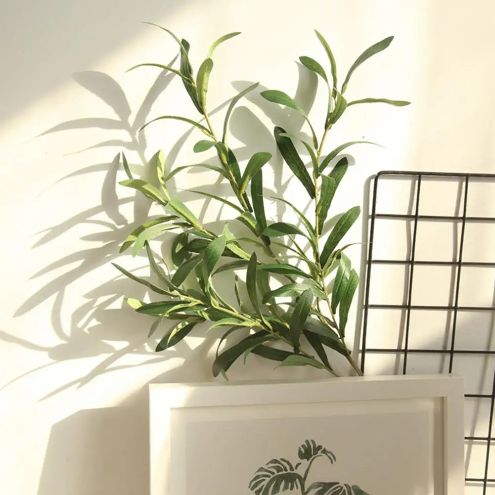 

Artificial Flower Non-Fading Decorative Faux Silk Flower Simulation Green Plant Olive Branch for Decorating Simulation Leaves