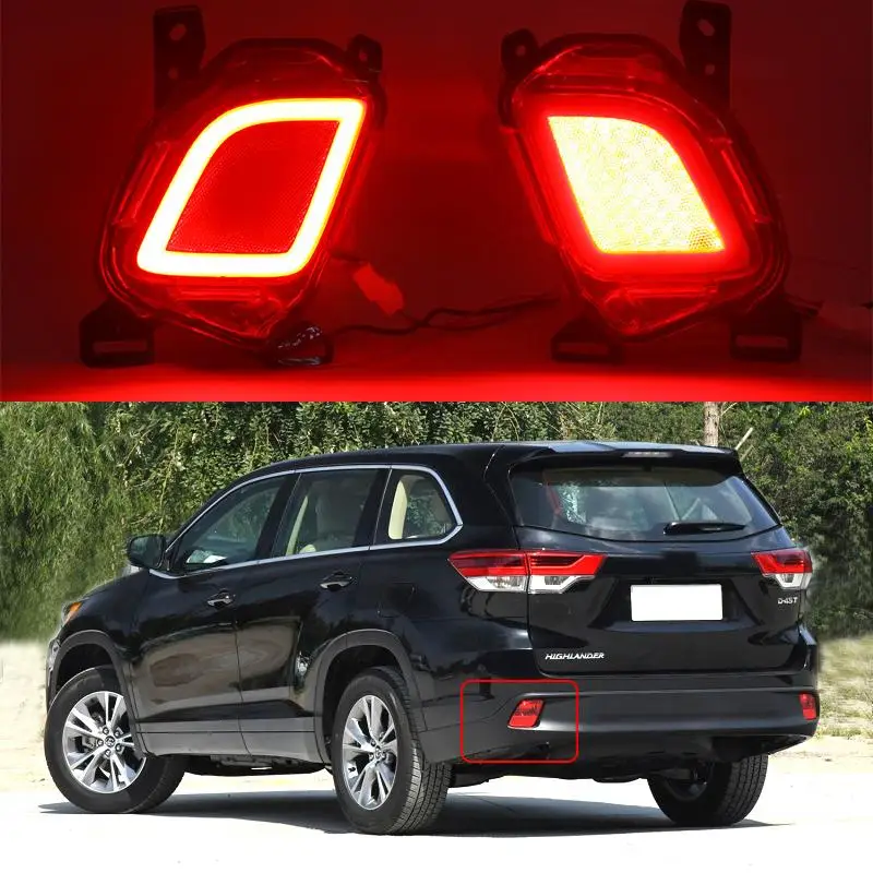 

For Toyota Highlander 2014-2018 Red LED Rear Bumper Light Tail Fog Brake Lamp