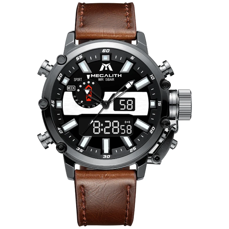 

MEGALITH Men Watches Sports Military Chronograph Waterproof Analog Quartz Watch Men Multifunction Date Calendar Watches for Man