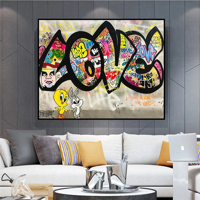 

Graffiti POP Street Art Print LOVE Pictures Canvas Painting Oil Painting Morden Wall Art Poster Picture in Livingroom Decor Home