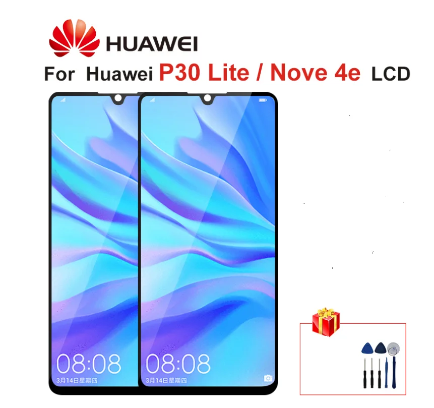 ЖК дисплей для HUAWEI P30 Lite сенсорный экран дигитайзер в сборе Nova 4e MAR LX1 LX2