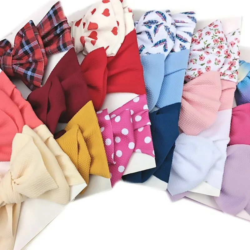 

3pcs/set Baby Hair Bands Printed Big Bow Hair Ties For Children Baby Girls Elastic Headband Accessories Suit Newborns Hairware