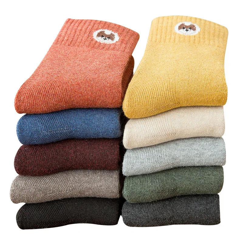 

5 Pairs/ Lot Winter New Women's Medium Tube Warmth And Velvet Thick Socks Women Winter Terry Socks And Winter Towel Socks