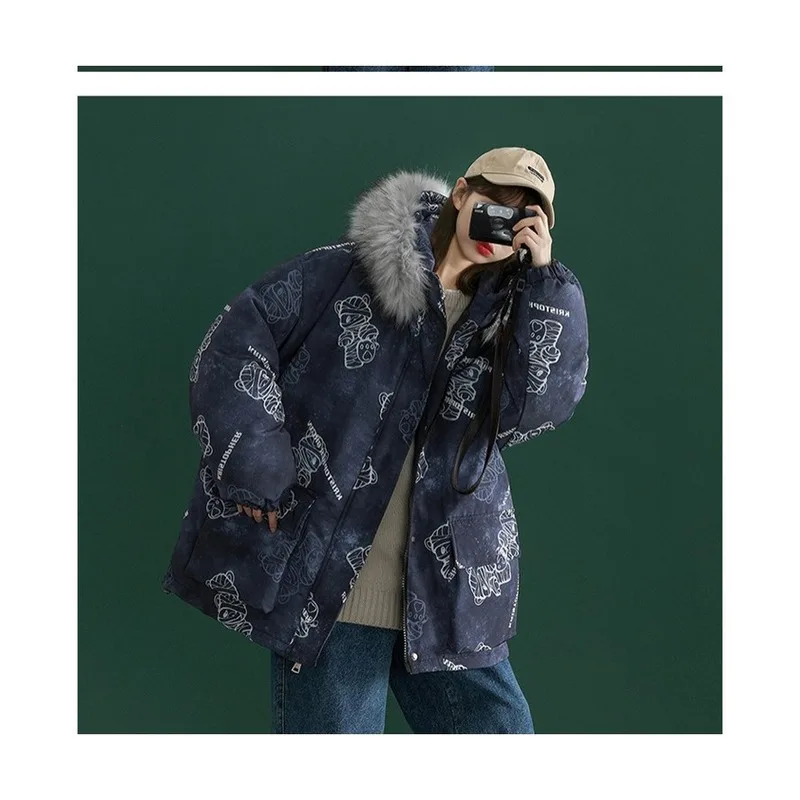 

Large Fur Collar Thick Padded Jacket Women's 2020 New Winter Ins Tide Loose Student Oversize Padded Jacket Clothes Women