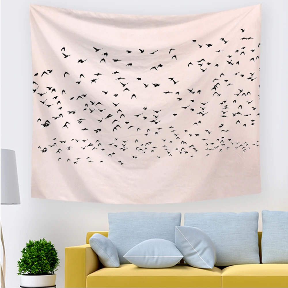 

Hawkalice Wall Tapestry Sunset Birds Flying Tapestry Watercolor Hippie Nature Landscape Tapestry Wall Hanging For Bedroom Decor