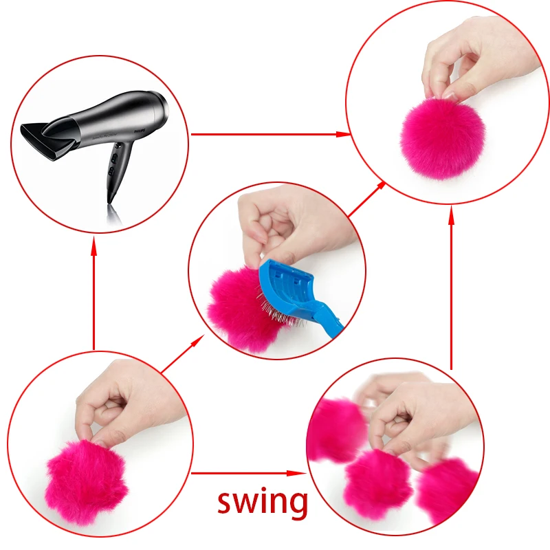 1 шт. бусины-Помпоны из искусственного меха кролика 8 см