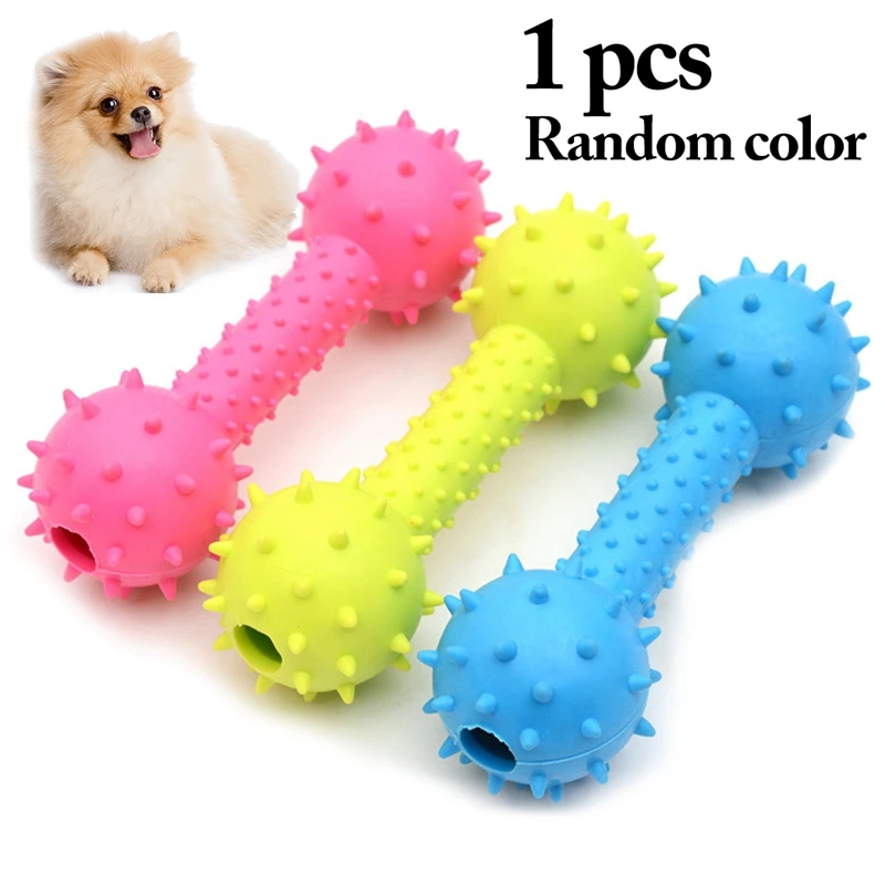 

1 pcs Barbell Puppy Pet Toy Dog Chew Interactive Molar Teeth Clean Bite Bones Resistant Emulsion Squeak Toys New