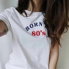 100% хлопок 2020 летняя футболка Женская белая футболка в стиле 80-х в стиле Харадзюку С буквенным принтом 90-х футболка в стиле kpop корейские Топы винтажные рубашки