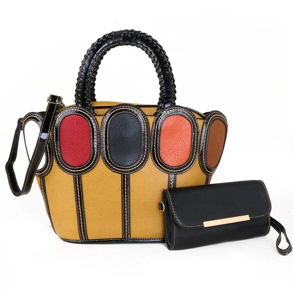 

Retro Style Women Shoulder Bag Patchwork Leather Pouch for Ladies Party Shoulder Handbags and Purses Designer Bag Tote 2021 New