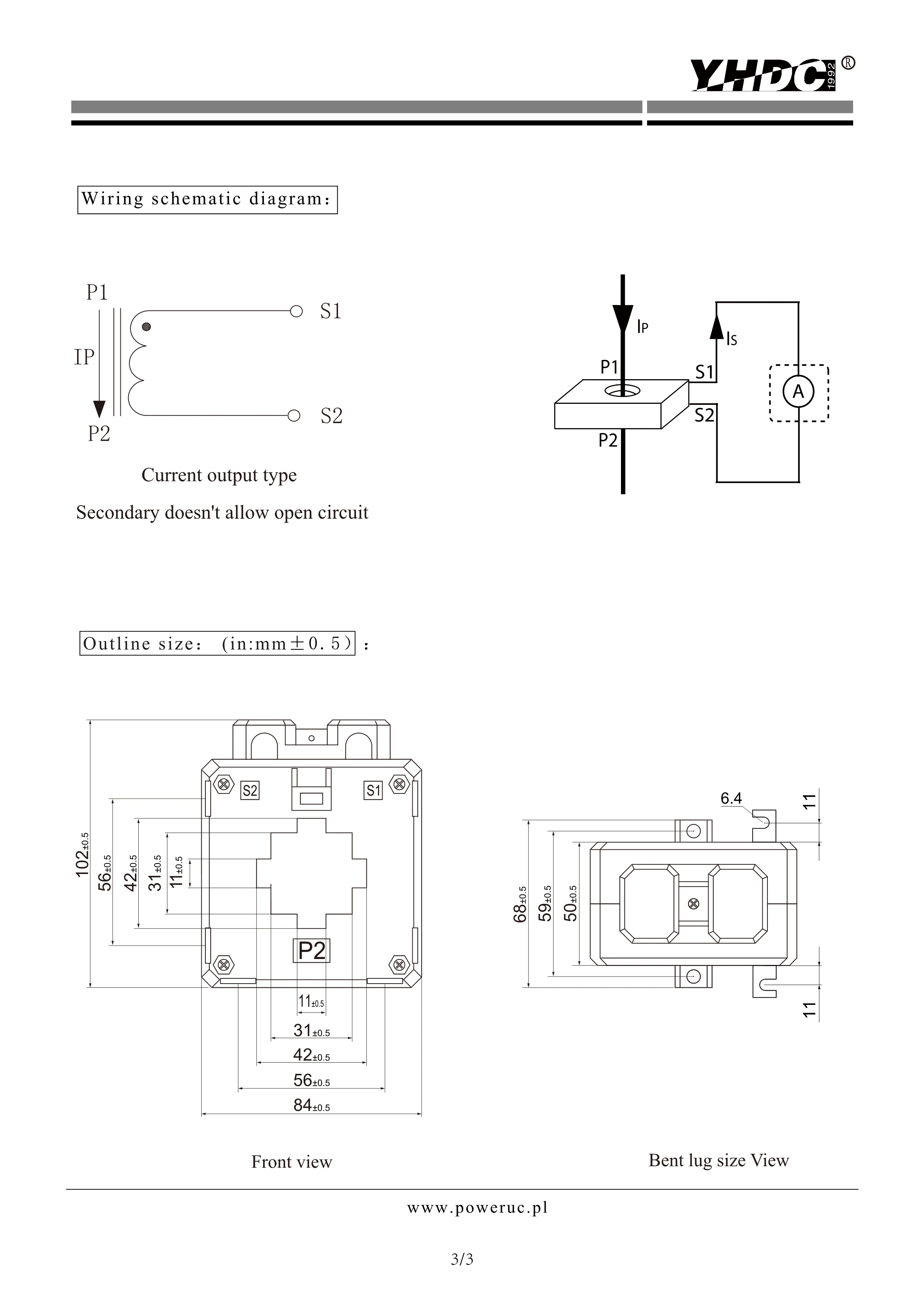 Бесплатная доставка портативный трансформатор переменного тока YHDC на входе 40 мм