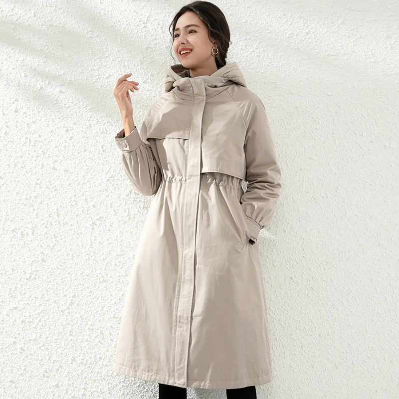 

winter 2020 pure color peck down jacket is not long in the female temperament hooded tank + dust coat two-piece outfit
