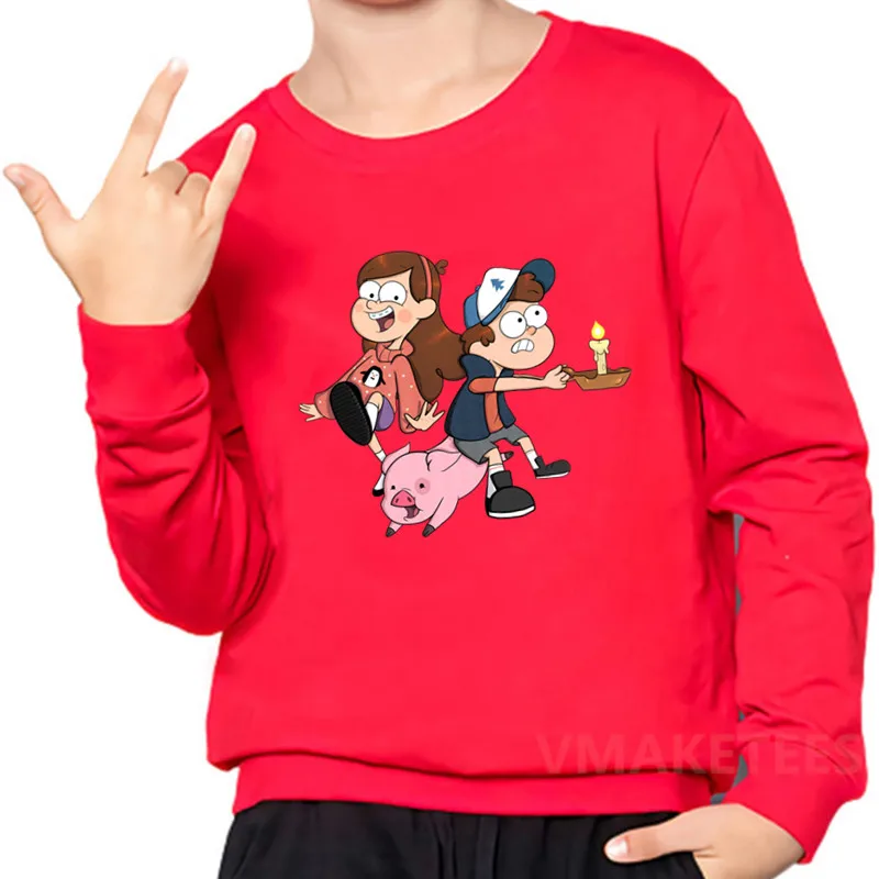 Детские толстовки с капюшоном с принтом «Гравитация-Фолс», «Мэйбл-Диппер», «сосна», свитер для мальчиков и девочек, детские осенние Топы, забавная одежда для малышей, KYT2415
