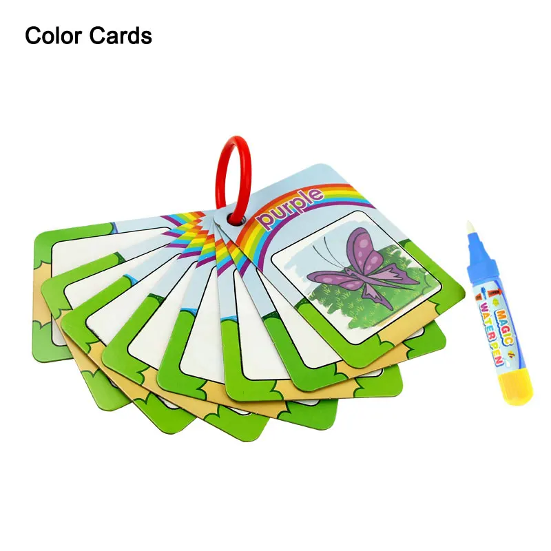 Color card 1 pen Новая волшебная карточка для рисования, водяная карточка для рисования, Детская обучающая цифра/цвет/форма на английском языке, 8/10 шт. с 1 водной ручкой, игрушка-раскраска - Цвет: Color card 1 pen