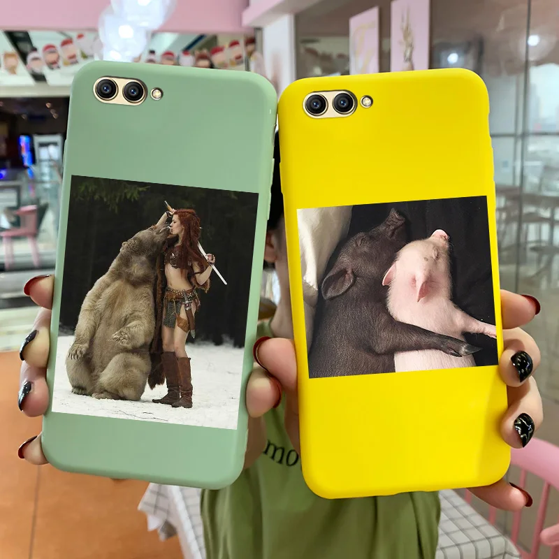 

Cute Animal Phone Case For Huawei Honor V10 V20 V30 Pro Case Soft Silicone Candy Colors Cartoon Painted Protection Cover