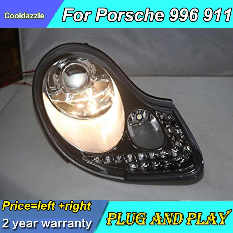 1 пара для Porsche Boxster 996 911 светодиодный головной фонарь серебристый передний свет фары