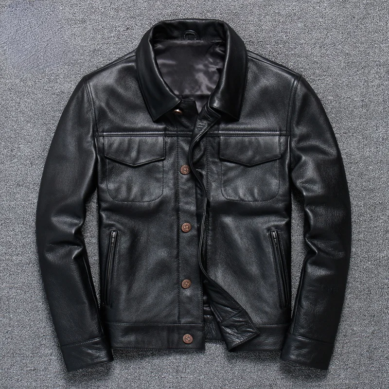 

Мужская повседневная куртка из 100% натуральной кожи, Короткие байкерские куртки из 2021 воловьей кожи для мужчин, Chaquetas Hombre Gxy913, весна-осень