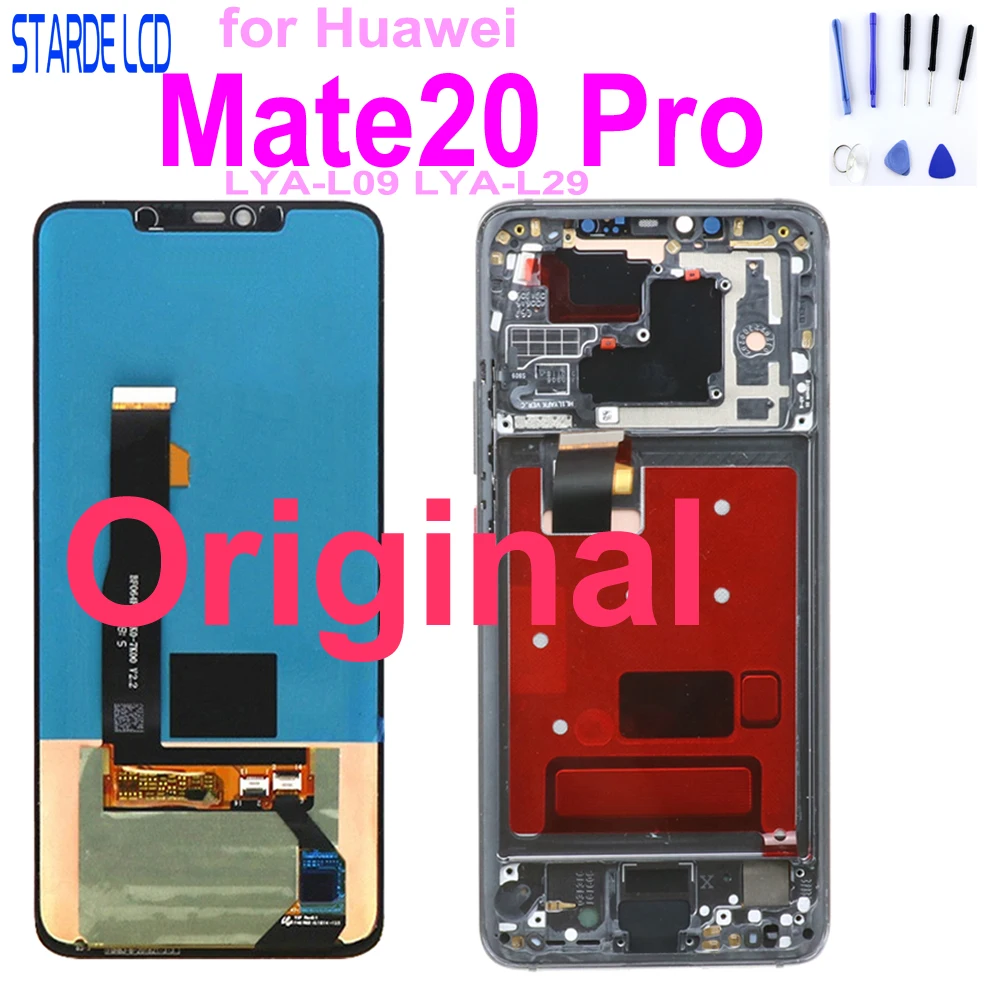 ЖК-дисплей AMOLED для Huawei Mate 20 Pro сенсорный экран с рамкой и сканером отпечатков