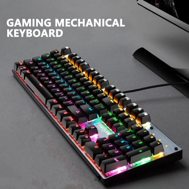 New Arrival Gaming Mechanical Keyboard USB Wired 104 keys with RGB Backlight Blue Switch Computer for PC Laptop | Компьютеры и офис
