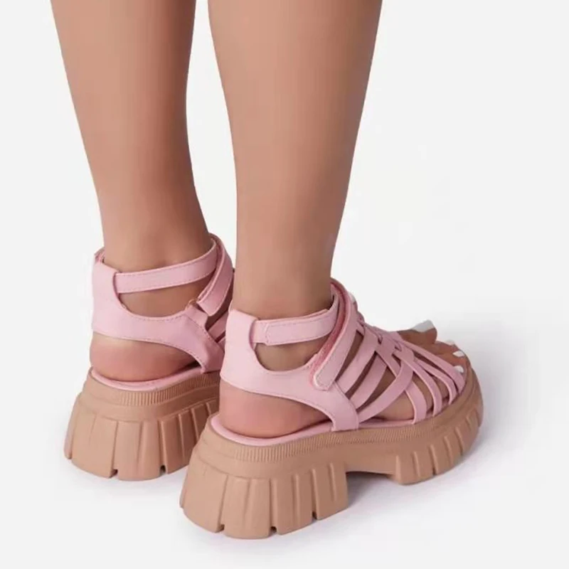 

Woven Cross Strap Gladiator Sandals Women 2021 Punk Chunky Heels Platform Women's Shoes Summer Plus Size White Sandals