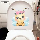 ZTTZDY 21,5 см  22,7 см милая маленькая Пчелка с цветами наклейки на стену домашние аксессуары Туалет Декор T2-1031