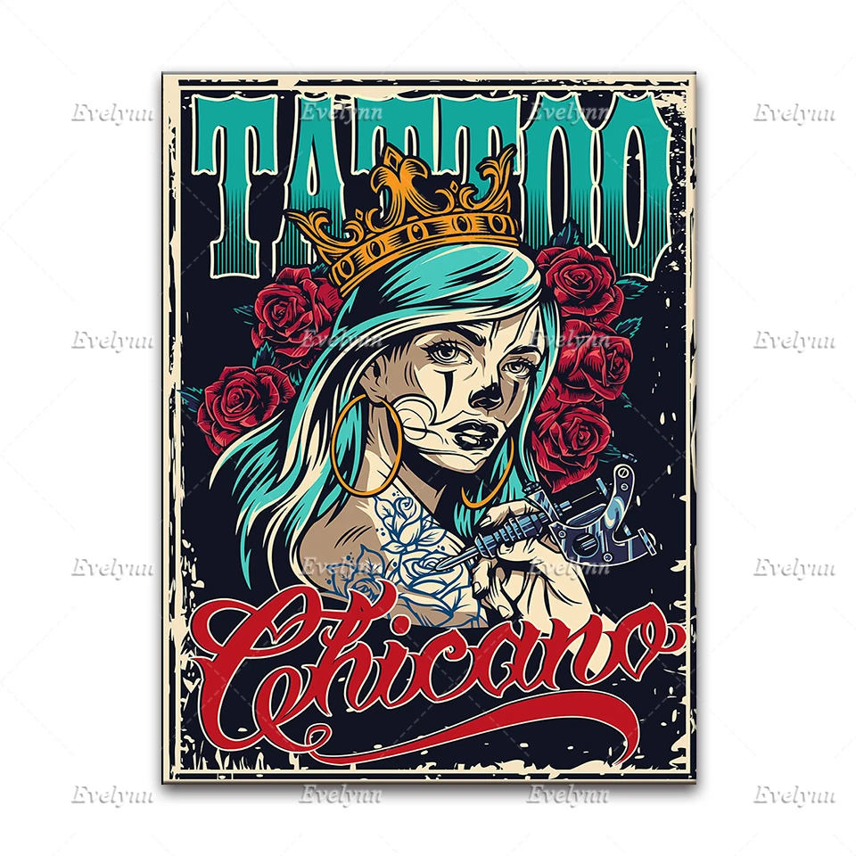 Тату-плакат тату настенное искусство печать тату-шоп тату-студия декор тату-Арт