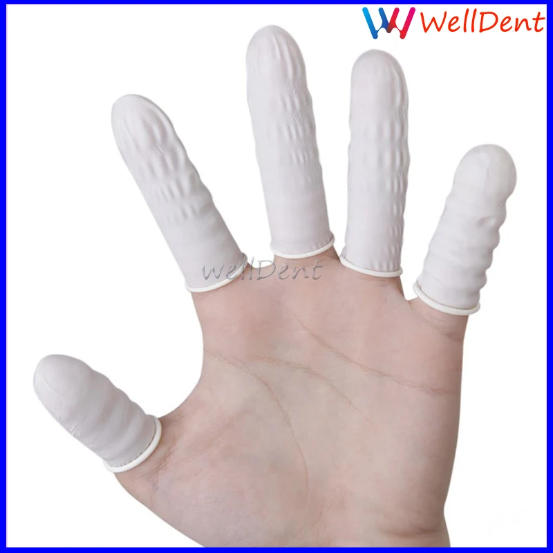 

500g/pack Dental Finger Cots Cleanroom Disposable White Color Anti-static Guitar Gloves\latex ubber