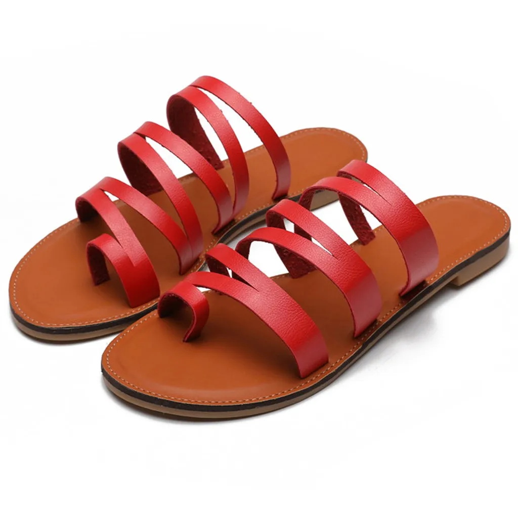 Женские тапочки на ремешке Уличная обувь плоской нескользящей подошве женские