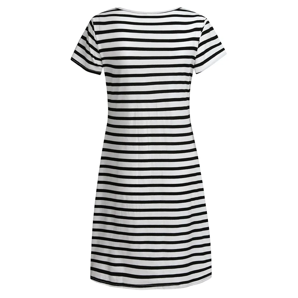 

Striped Print Nursing Dress Womens Maternity Short Sleeve Mini Dress For Breastfeeding Pregnancy Clothes