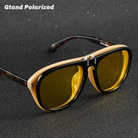 gtand 2021 fashion stylish flip up steampunk style polarized sunglasses clamshell double layer brand design sun glasses gt109