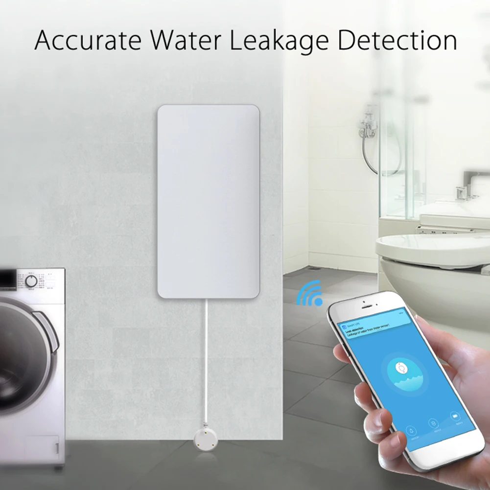 

WiFi Water Leak Sensor Leakage Alarm Wireless Flood Overflow Alert Home Security System Works with Tuya Smart/Smart Life