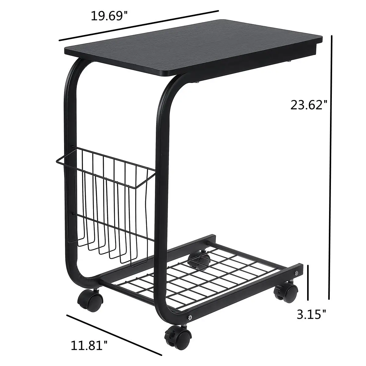 

2 Colors Carbon Steel Durable Coffee Tea Table Home Living Room Storage Rack Bedside Table with Lockable Wheels Home Furniture