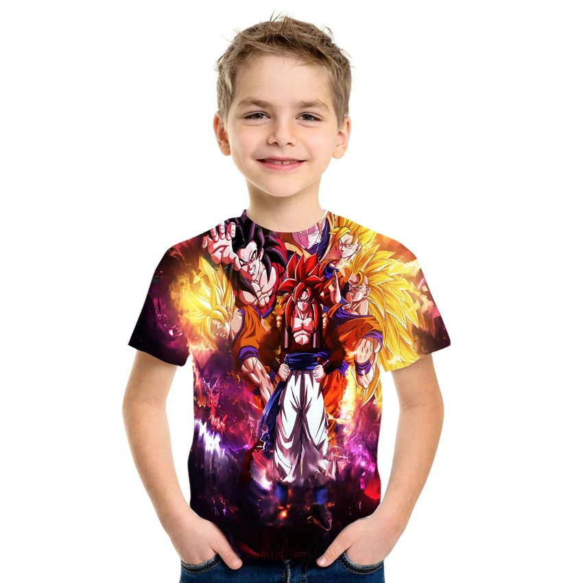 

Summer Children's Hot-selling Anime Character T-Shirts For Boys And Girls Short-Sleeved Round Neck Street 3d Printed Tops