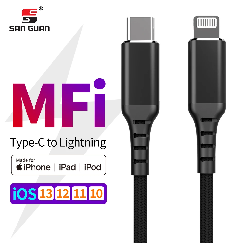 

2M MFi Approval Lightning USB-C For iPhone12 Cables 6FT 3A 30W PD Fast Charge 0-50% In 30 Mins for iPhone13 Pro XS XR,iPad Pro