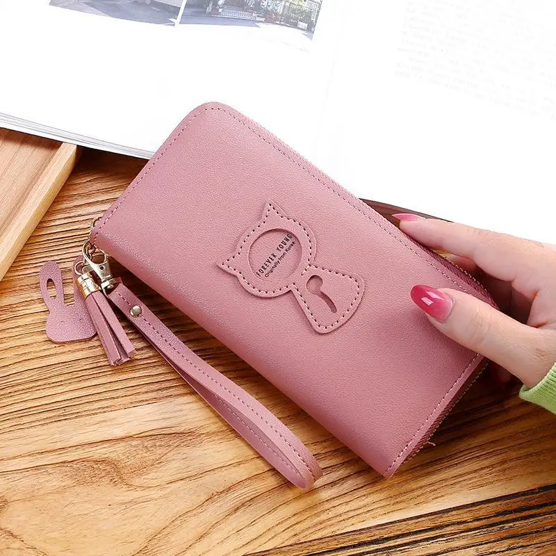 

New Zipper Wallet Long Large Capacity Clutch Fashion Mobile Phone Bag Coin Purse Small Mini Card Case Zipper Pouch Keychain