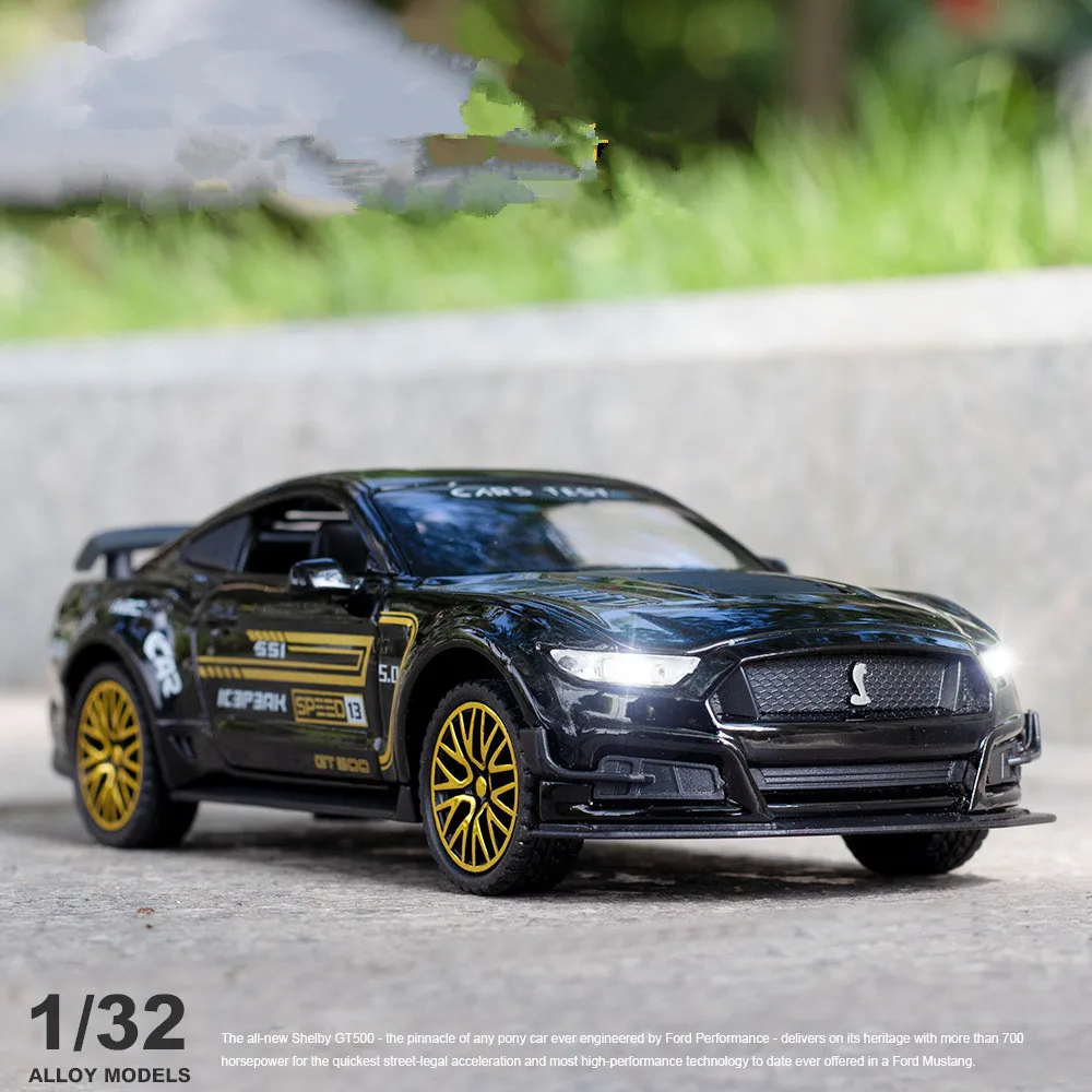 New product hot-selling alloy pull back Mustang GT500 car model,1:32 simulation car model decoration,wholesale and retail