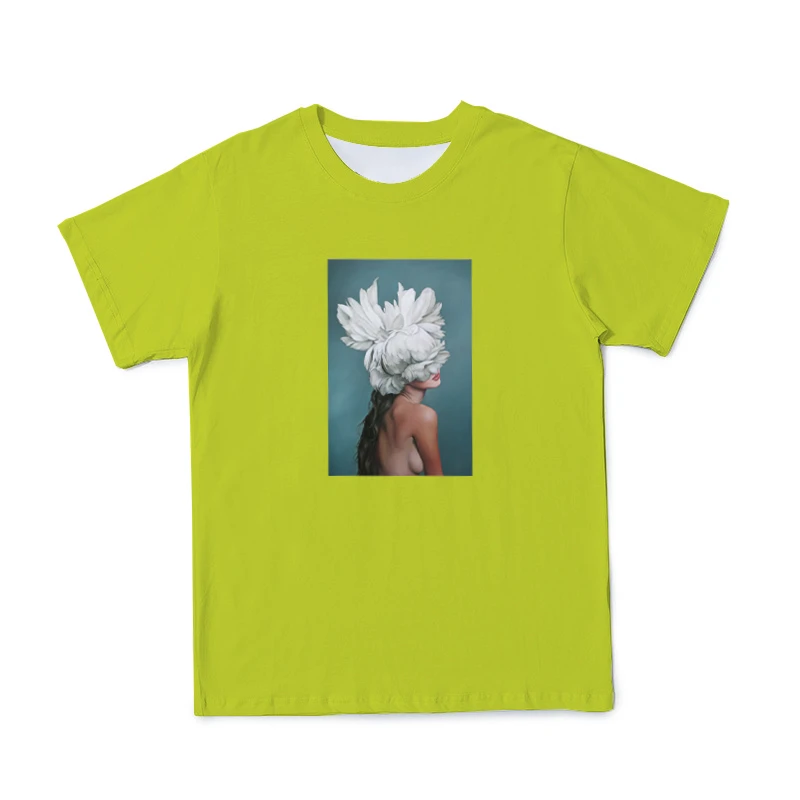 

2021 3D Summer Men's Pure Color Beauty Feather T-Shirt Fashionable Comfortable Loose Short Sleeve Sweatshirt Can Be Customized
