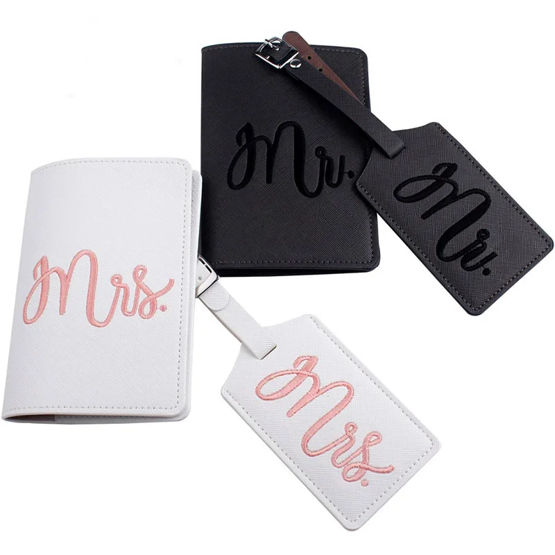 YIYOHI couple sets of Embroidery Mr Mrs Lover Couple wedding Passport Cover Case set Letter Women Travel Holder Passport Co XP05