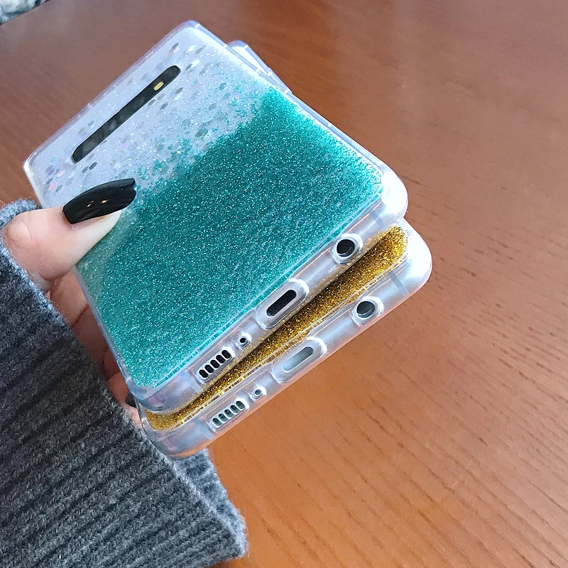 YHBBCASES цветные прозрачные мягкие чехлы с блестками для Samsung Galaxy S20 S10 Plus блестящий