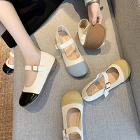 comfortable flat color matching ladies small leather shoes summer fashion casual mary jane belt buckle single shoes large size
