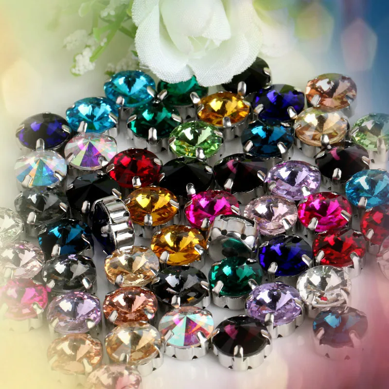 DIY Декор Искусство Круглый AB Стразы коготь стразы пришить Кристалл Блеск на