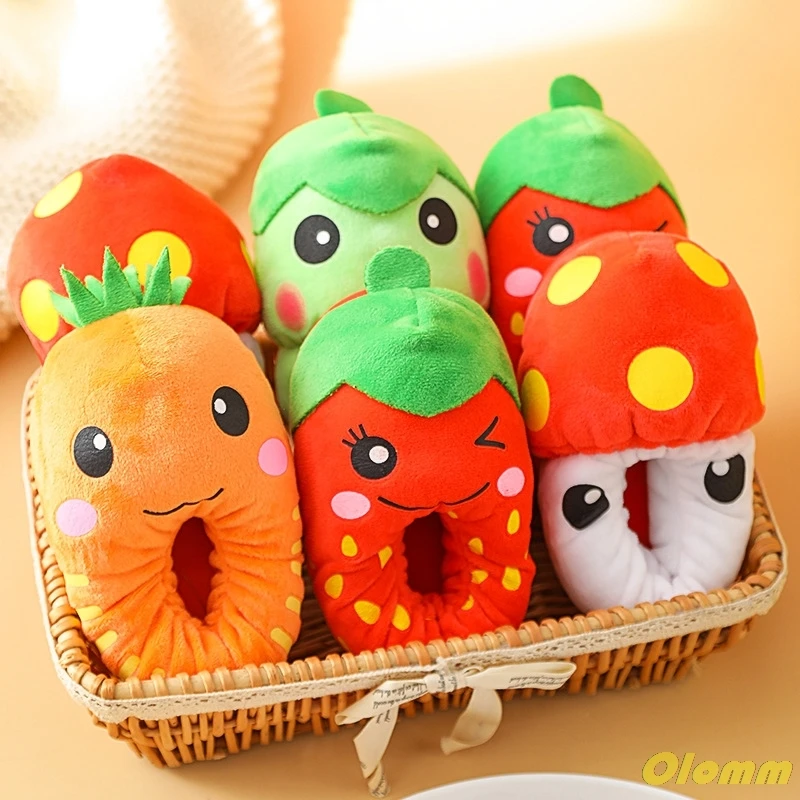 

Children Cute Plush Pitaya Slippers Dragon Fruit Avocado Slipper Pineapple Kids House Shoes Bedroom Home Slipper