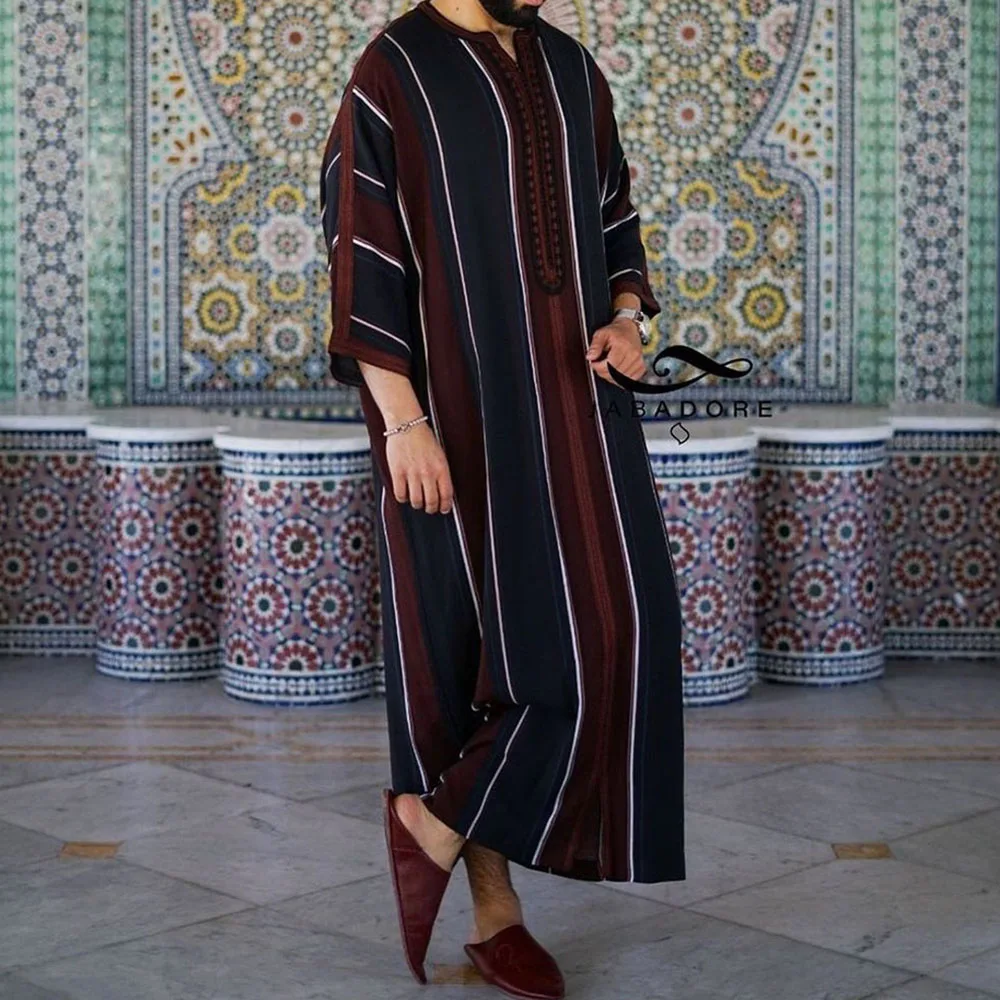 

Мужская осенняя одежда в мусульманском стиле, повседневное простое модное платье в стиле мусульманского ислама для поездок на Ближний Вост...